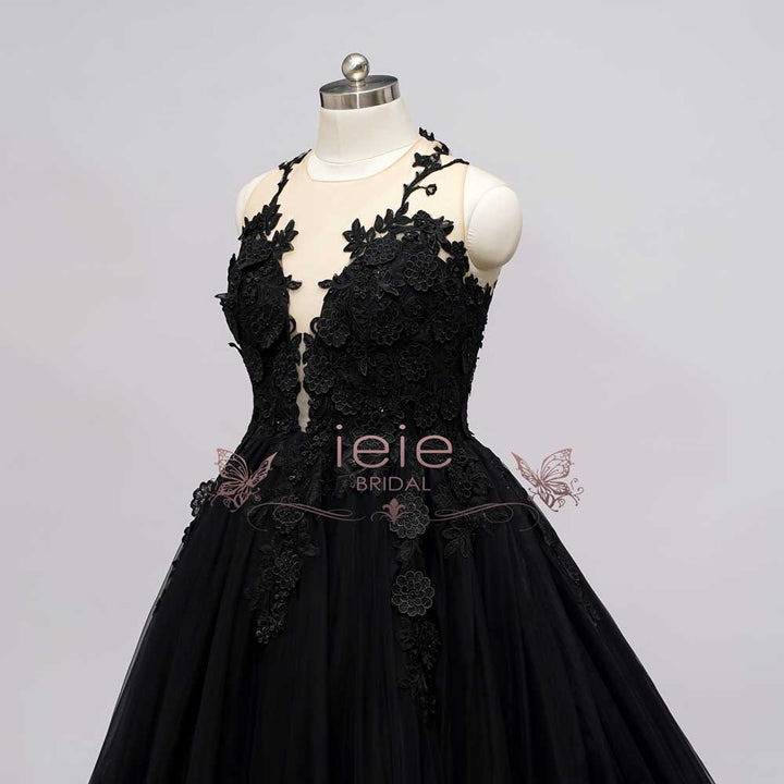 Gothic Black Lace Wedding Dress with Ball Gown Skirt | CIRCE