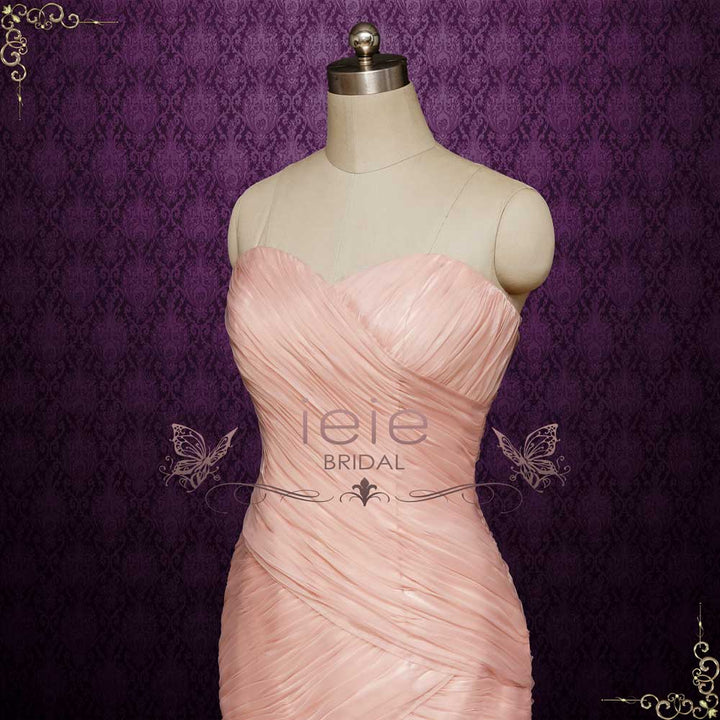 Blush Pink Strapless Wedding Dress with Ruffles | LARA