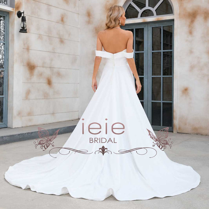 Simple Destination A-line Wedding Dress with Side Slit X1003