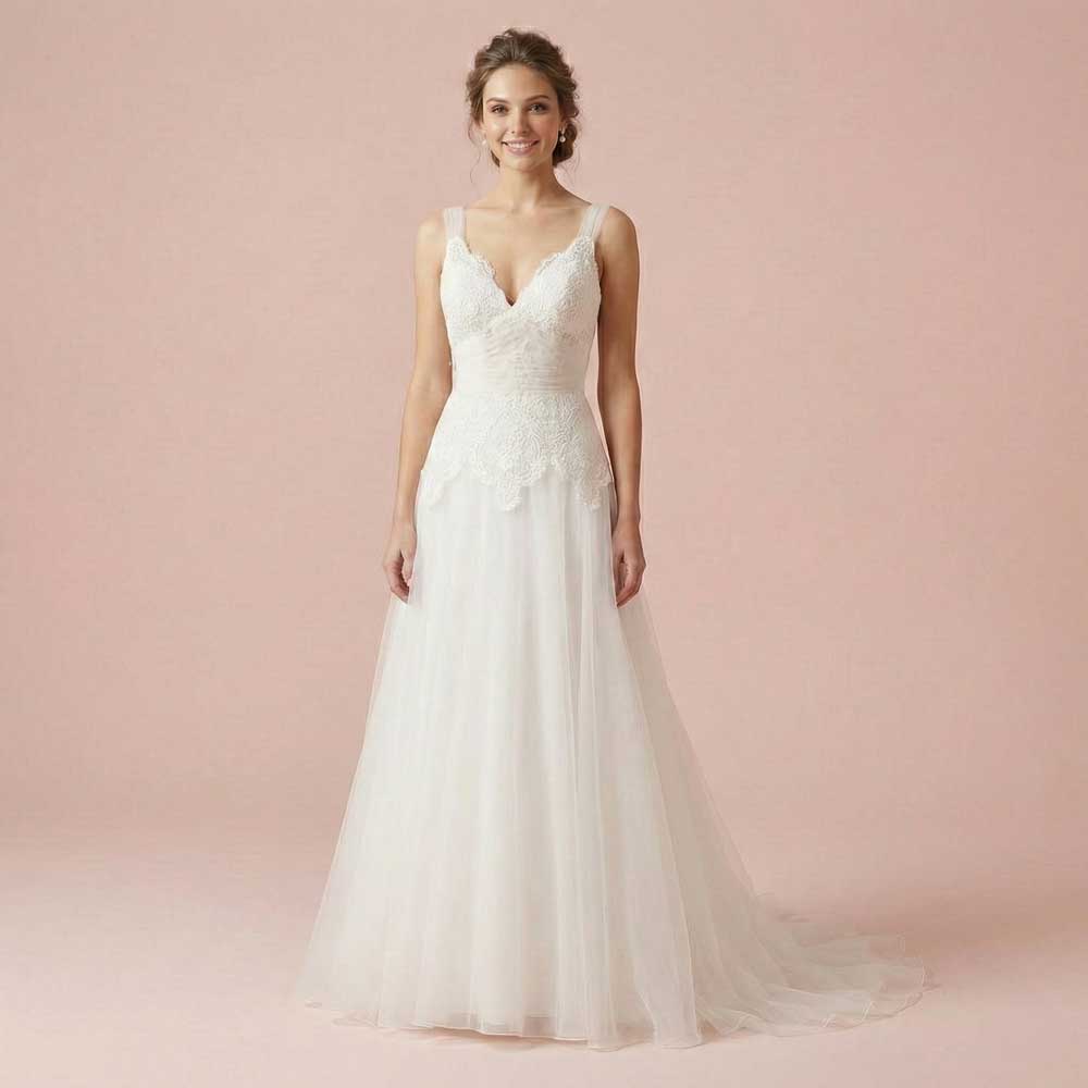Boho Destination Lace Wedding Dress with Cross Back | MIKA Size 8 / Ivory Boho Destination Lace Wedding Dress with Cross Back | MIKA Size 8 / Ivory