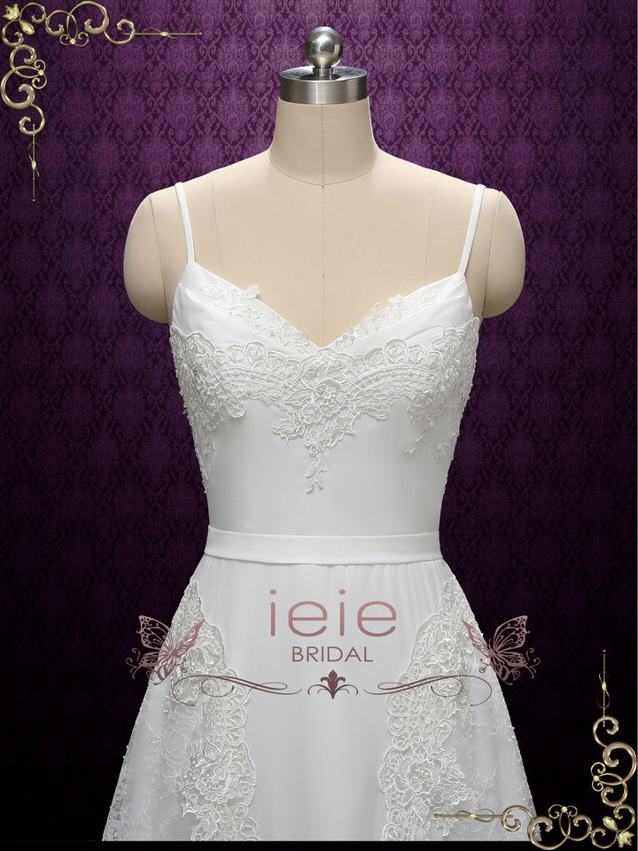 Boho Style Slim A-line Wedding Dress with Thin Straps | EMILY