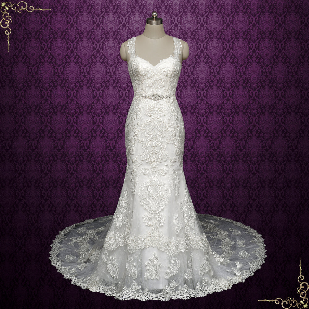 Luxurious Lace Fitted Mermaid Wedding Dress with Keyhole | FLUERINE ieie Luxurious Lace Fitted Mermaid Wedding Dress with Keyhole | FLUERINE ieie