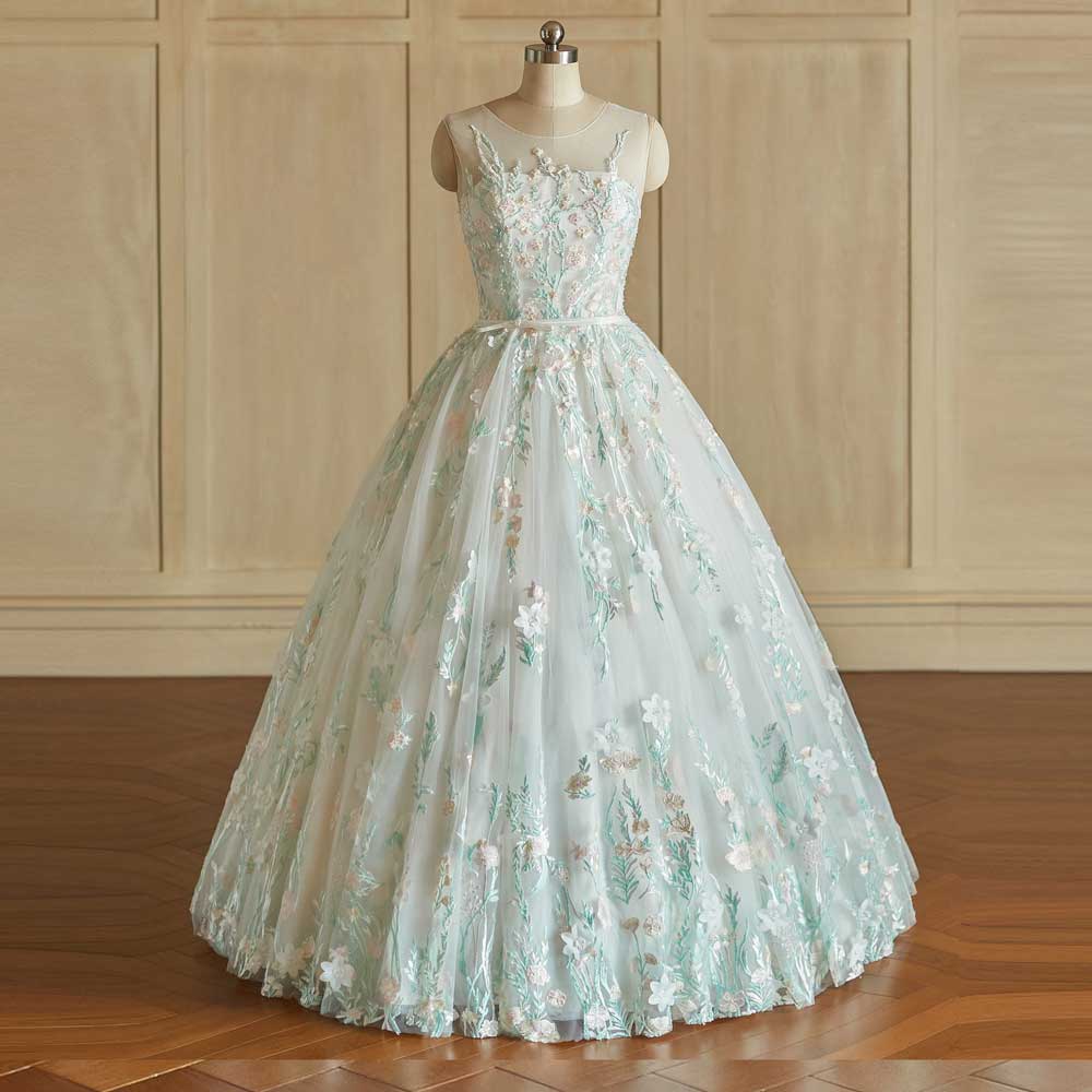 Pastel Color Floral Lace Ball Gown Wedding Dress | FLORENTIA Size 28W Pastel Color Floral Lace Ball Gown Wedding Dress | FLORENTIA Size 28W