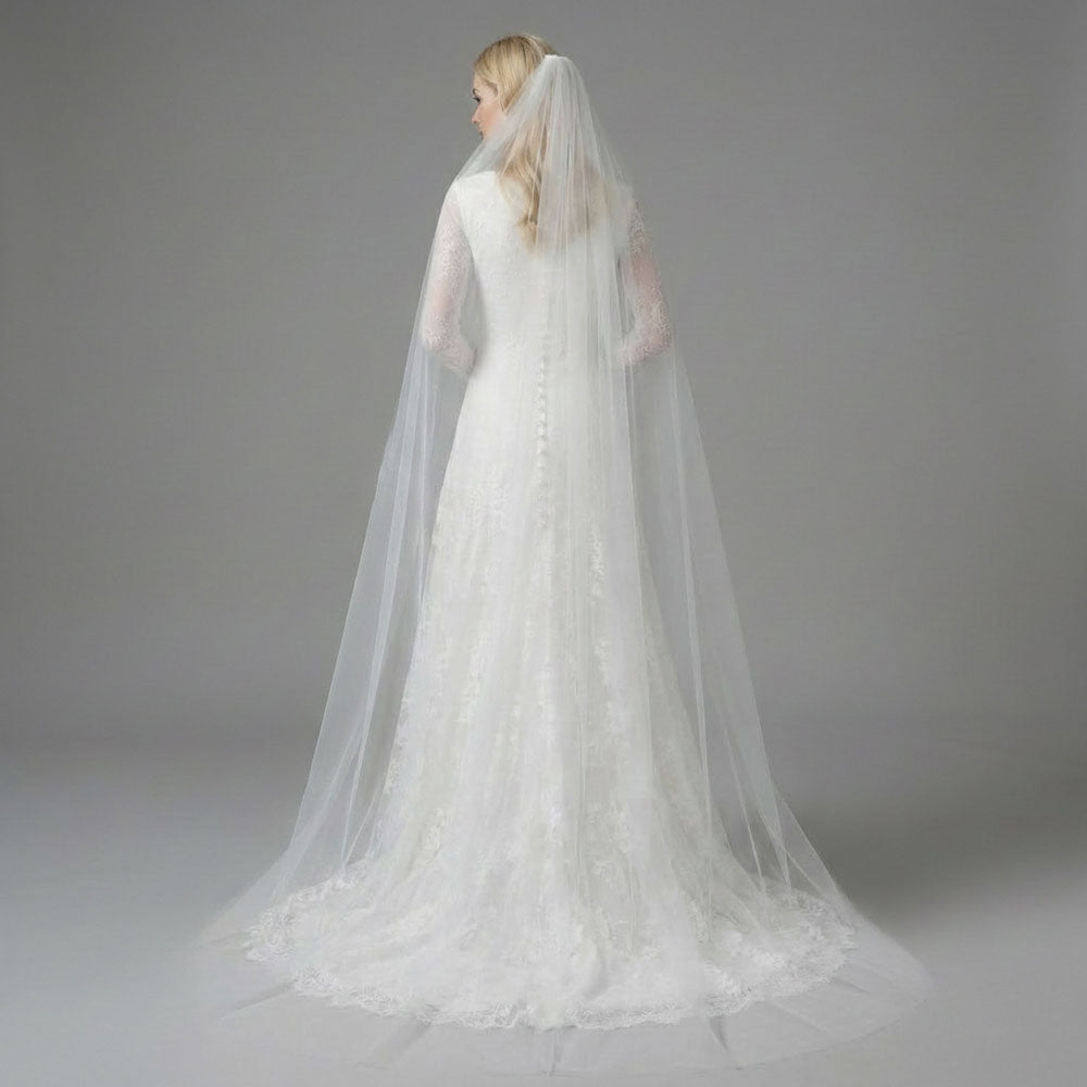 Extra Wide Chapel and Cathedral Tulle Veil With Raw Edge VG1030W