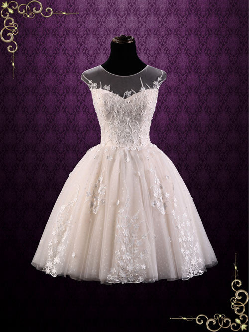 floral wedding dress short Lady Black Tie - Wl020 - Short Floral Appliqud Bridal Party Dress - Andrea & Leo