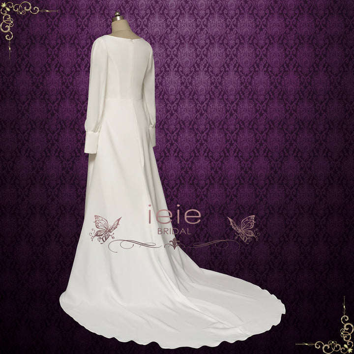 Simple Modest Long Sleeves Wedding Dress NYASIA