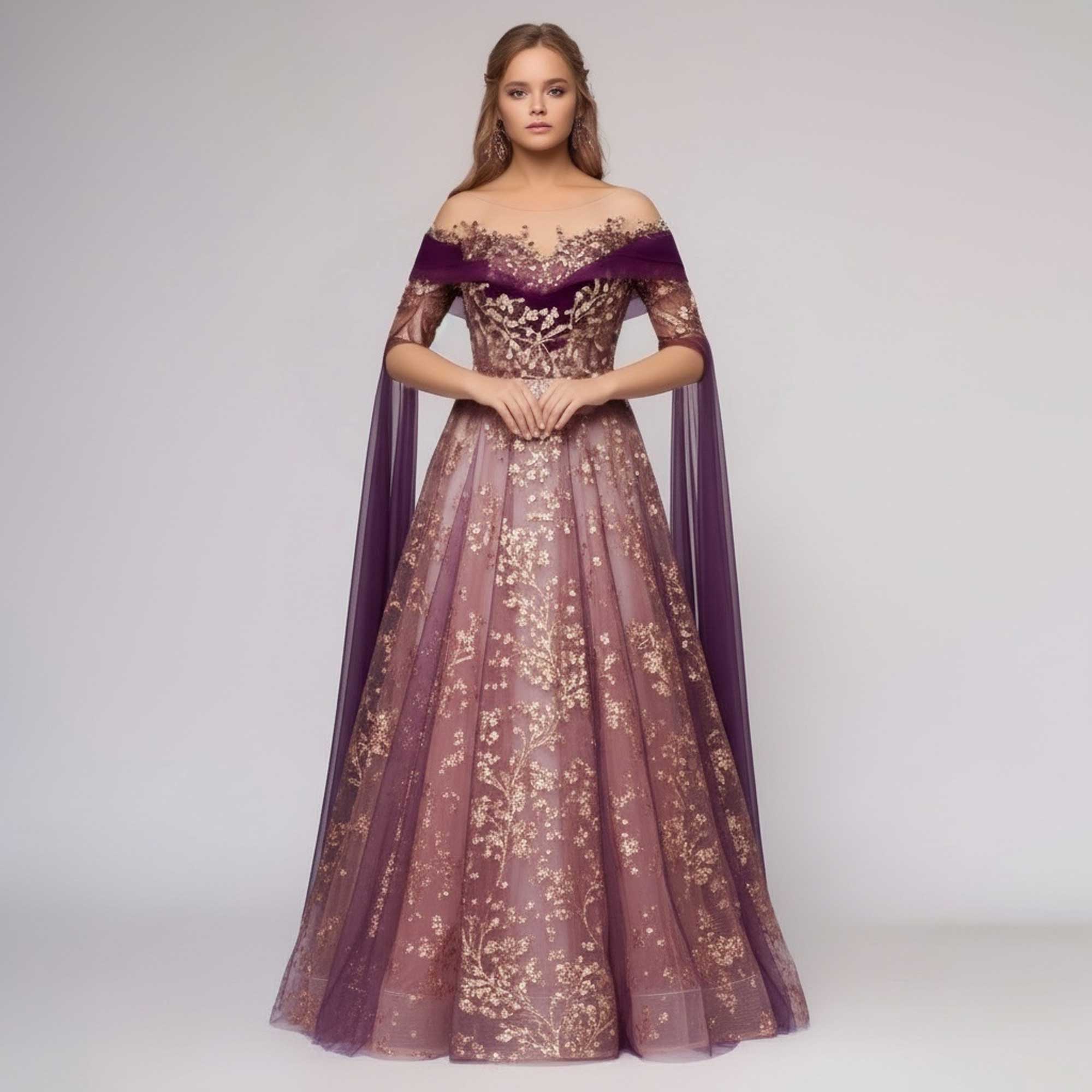 Unique Purple Gold Medieval Wedding Dress ANNORA ieie Unique Purple Gold Medieval Wedding Dress ANNORA ieie