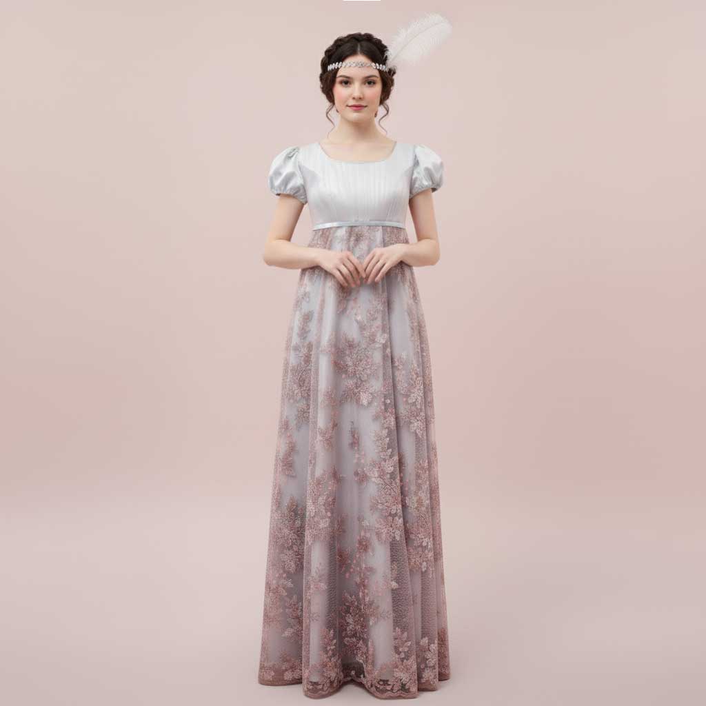 Regency Lace Ball Gown with Empire Waist