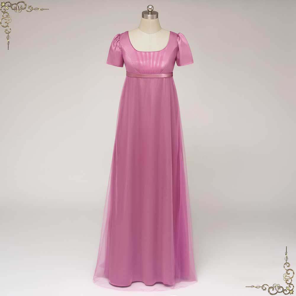 Regency Bridgerton Style Empire Waist Formal Evening Dress