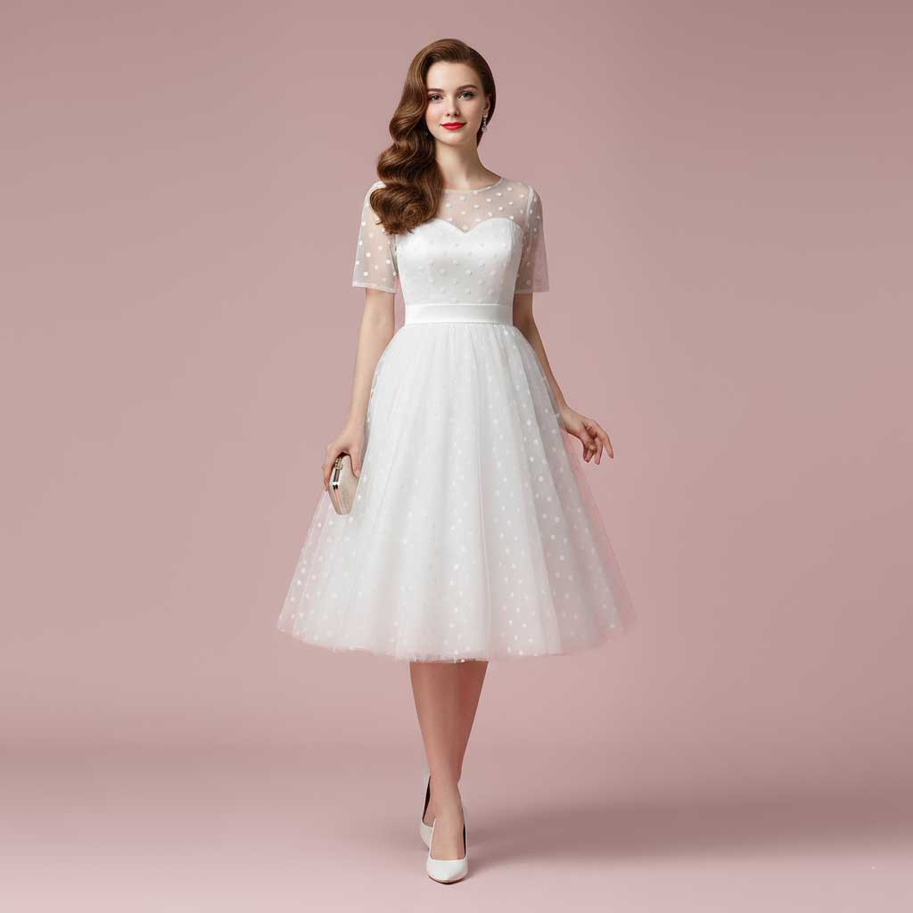 Retro Polka Dot Short Wedding Dress BRIELLE – ieie