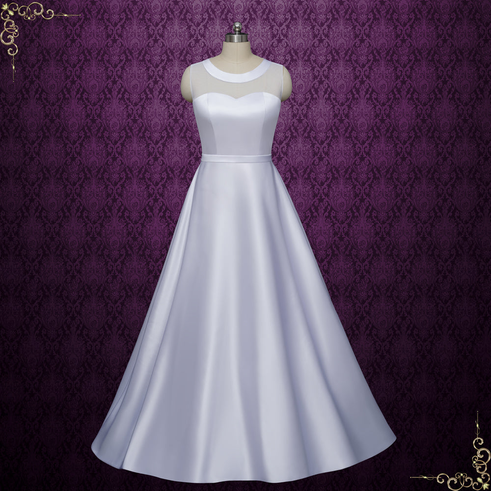 Satin A-line Wedding Dress with Illusion Back | AYAT ieie Satin A-line Wedding Dress with Illusion Back | AYAT ieie