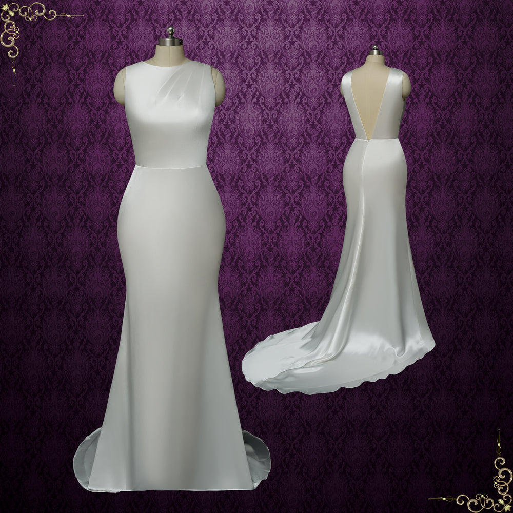 Elegant Fitted Silky Satin Wedding Dress | GHALIA Size 12 / Ivory Elegant Fitted Silky Satin Wedding Dress | GHALIA Size 12 / Ivory