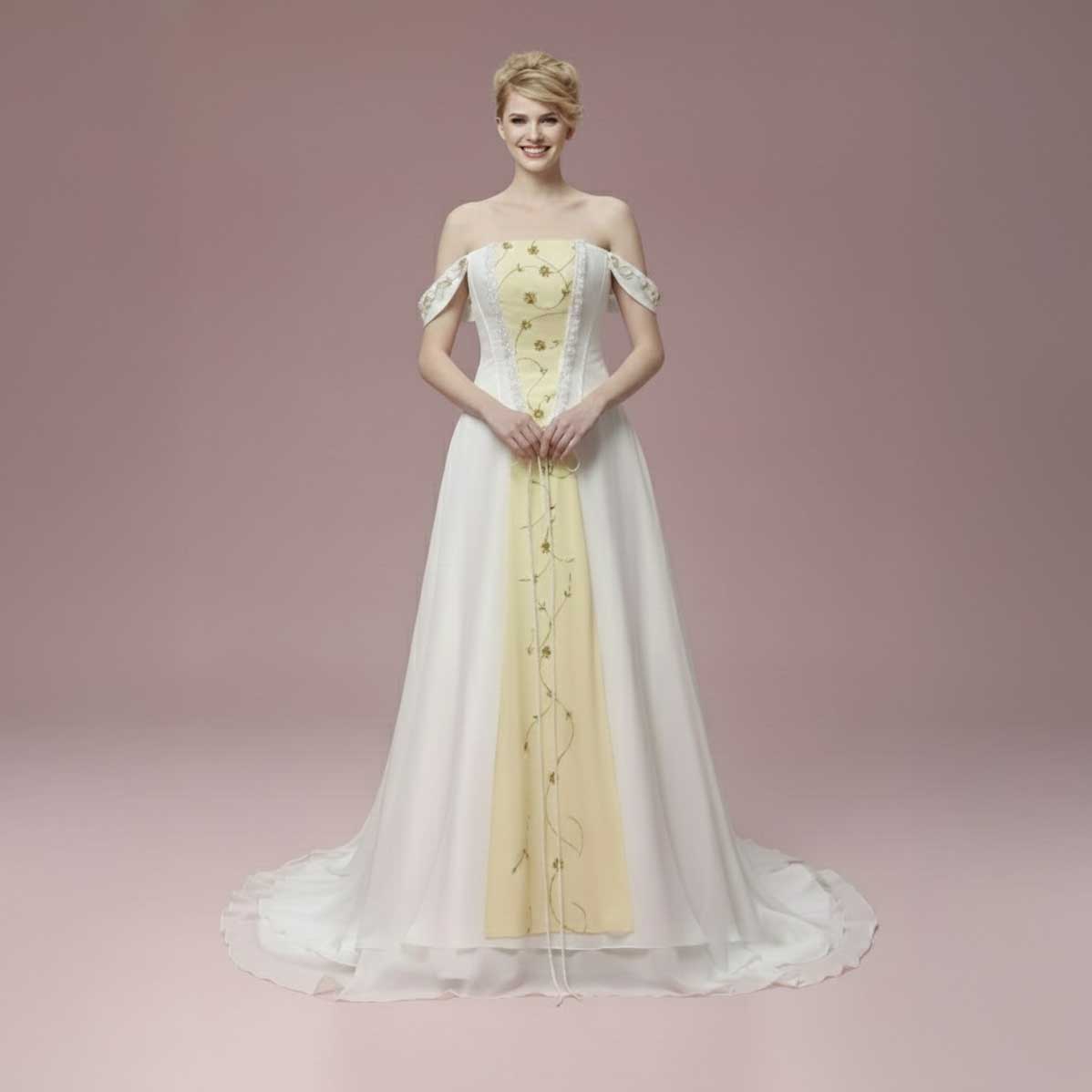 Love Story Vintage Medieval Style Wedding Dress Size 26W / Ivory
