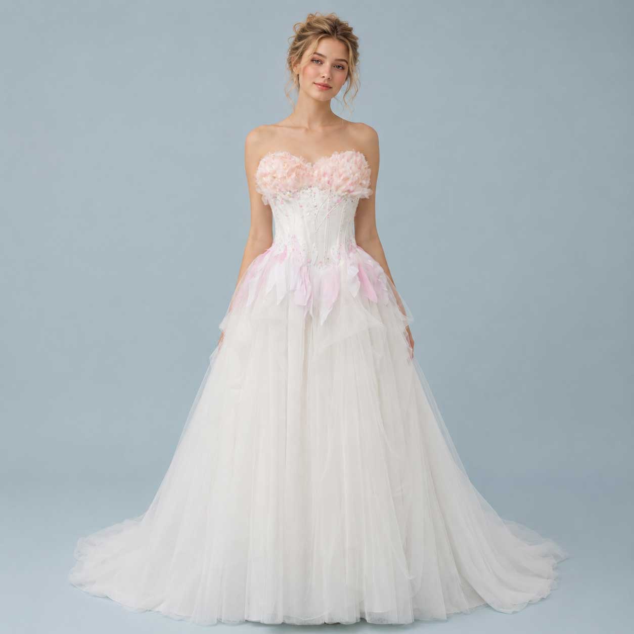 Unqiue Fantasy Wedding dress with Floral Petals