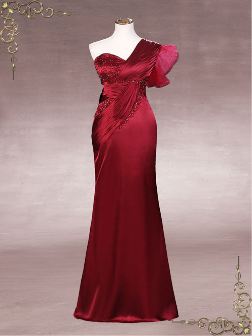 Slim Elegant Dark Red Formal Evening Dress