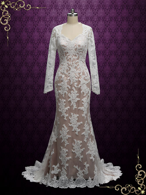 vintage fit and flare wedding dresses Emie Boho Fitted Wedding Dress