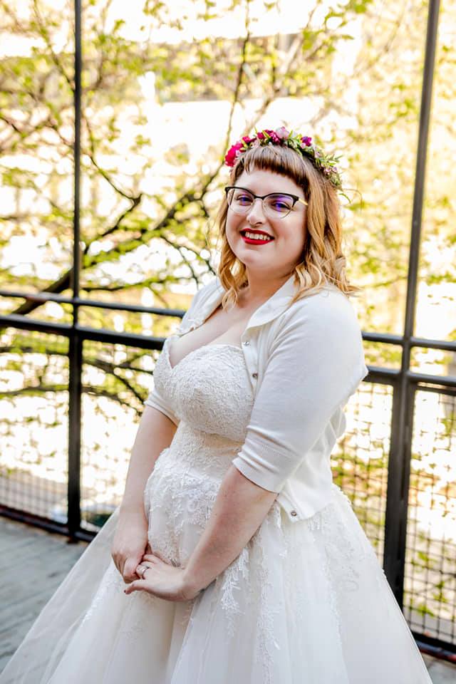 Retro Strapless Tea Length Wedding Dress with Lace | Flora