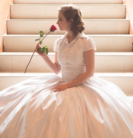 Fairy Tale 2 Piece Satin Ball Gown Wedding Dress | MELINDA Size 14 / Ivory Fairy Tale 2 Piece Satin Ball Gown Wedding Dress | MELINDA Size 14 / Ivory