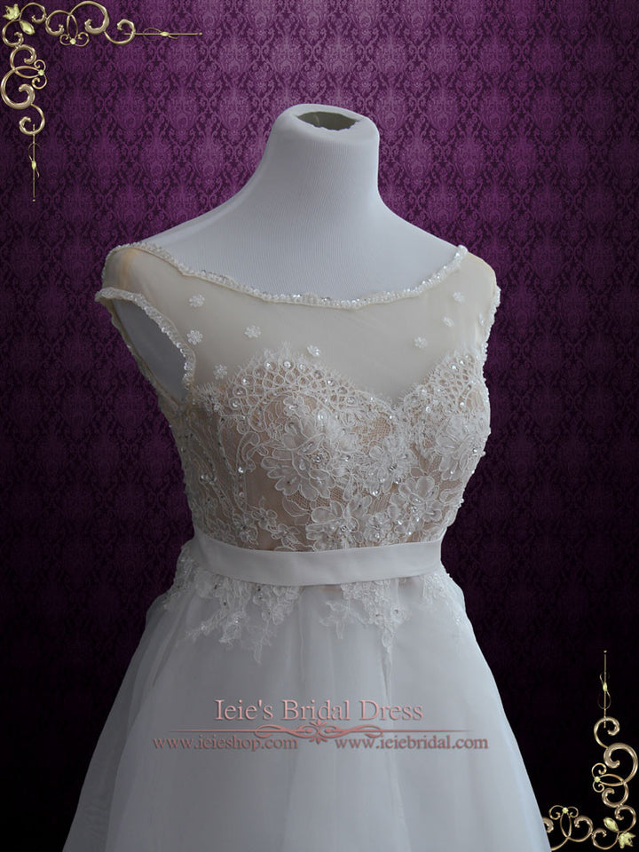 Whimsical Vintage Inspired Lace Organza Beach Wedding Dress ANNIE