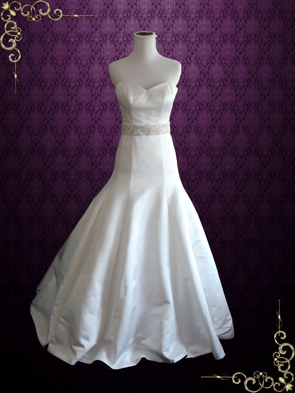 Fit and Flare Satin Wedding Dress With Sweetheart Neckline | Magdalena Fit and Flare Satin Wedding Dress With Sweetheart Neckline | Magdalena