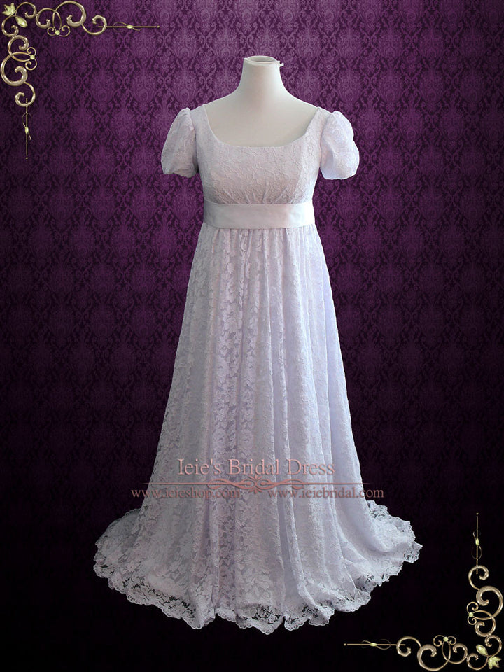 Bridgeton Regency Style Empire Waist Lace Wedding Dress HARRIET