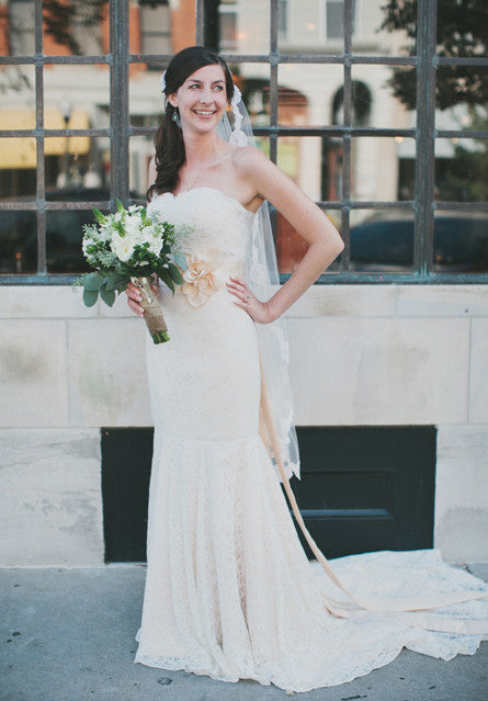 Vintage Inspired Strapless Cotton Lace Mermaid Wedding Dress | Angelina