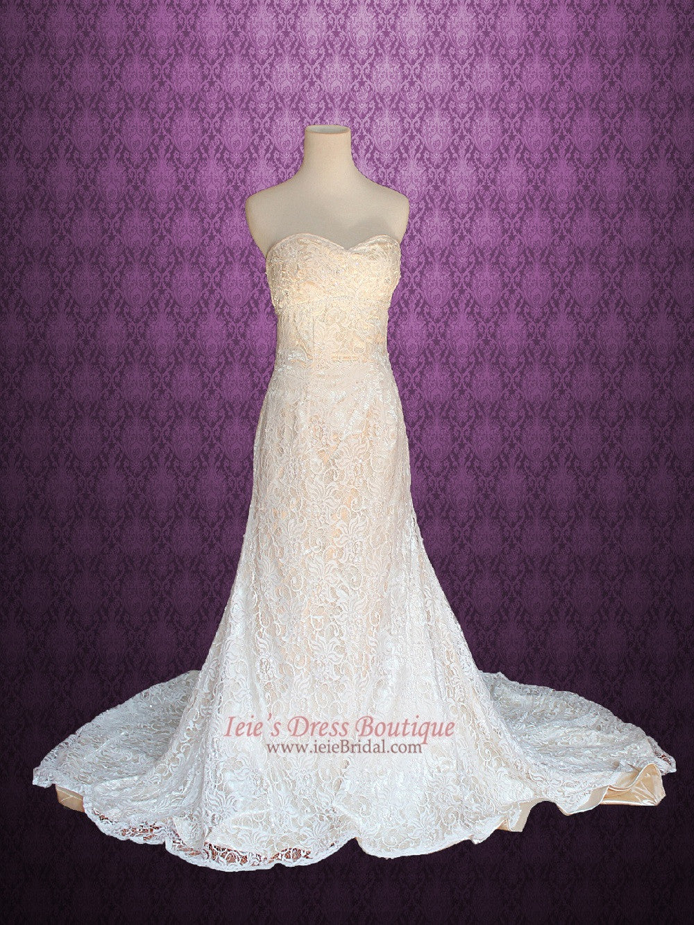 Vintage Lace A-line Wedding Dress with Strapless Sweetheart JOY Vintage Lace A-line Wedding Dress with Strapless Sweetheart JOY
