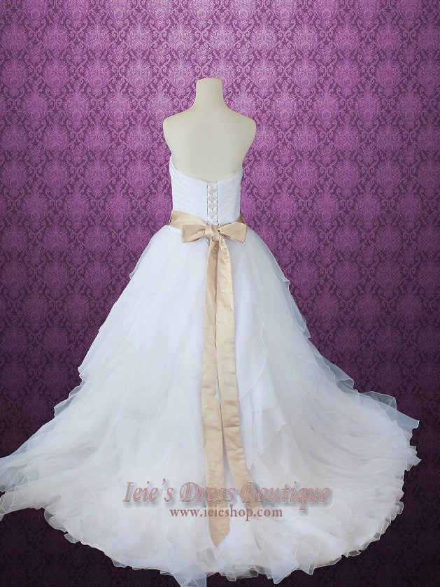 Strapless Sweetheart Organza Ruffle Princess Ball Gown Wedding Dress STELLA