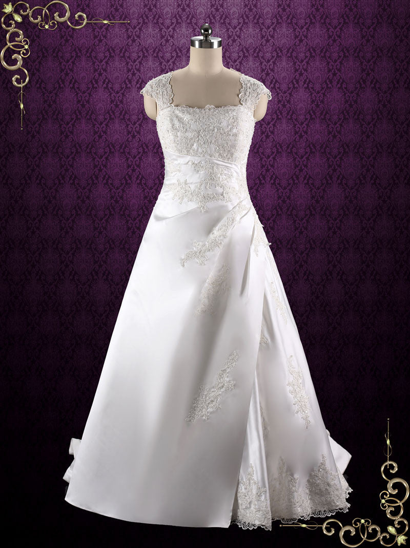 A-line Lace Wedding Dress with Keyhole Corset Back SUE Size 16 / Other / Add Beadings A-line Lace Wedding Dress with Keyhole Corset Back SUE Size 16 / Other / Add Beadings