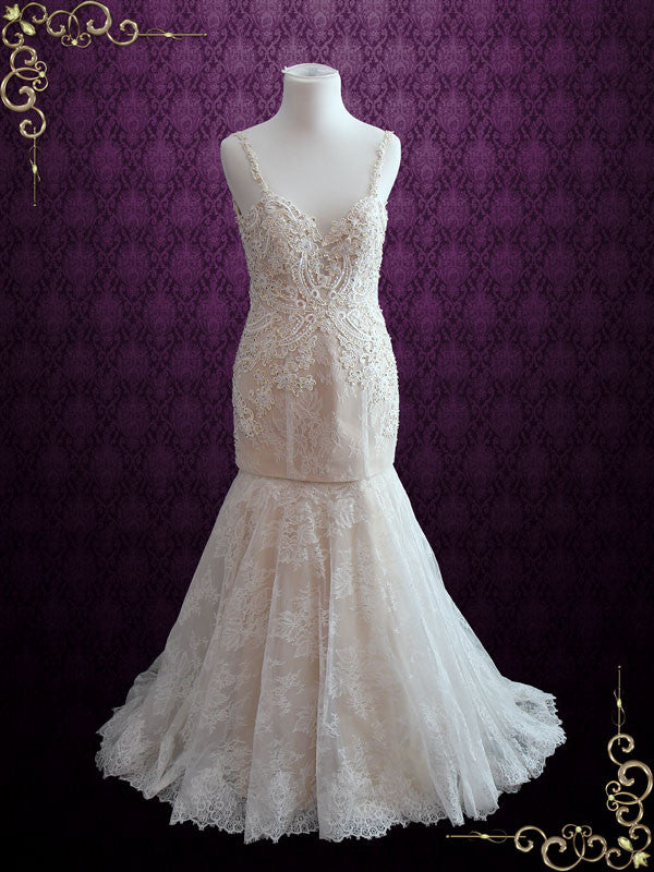 Backless Mermaid Lace Wedding Dress with Detachable Skirt | Kristen Size 2 / Ivory Backless Mermaid Lace Wedding Dress with Detachable Skirt | Kristen Size 2 / Ivory