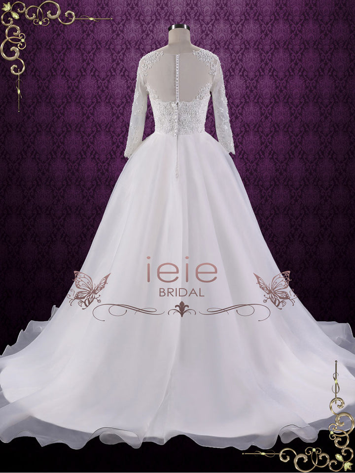 Ball Gown Style Lace Wedding Dress with Sleeves | Corina