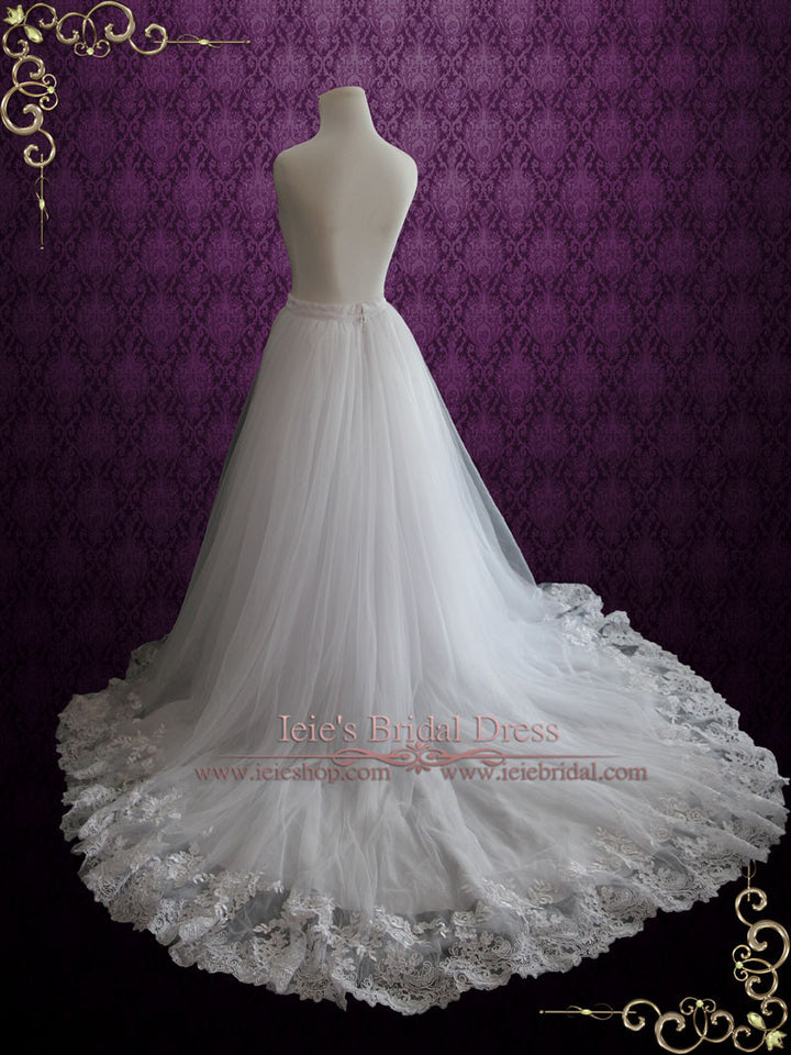 A-line Wedding Dress Tulle Skirt with Lace Hem CRYA