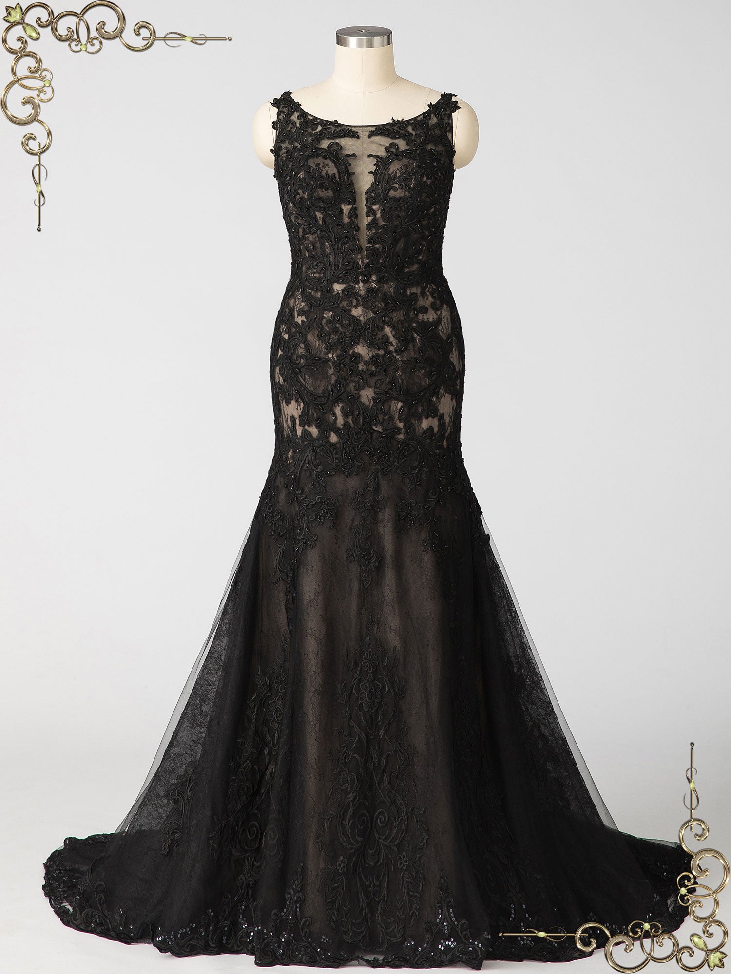 fit and flare black wedding dress Lucandria Black Fit and Flare Wedding Dress