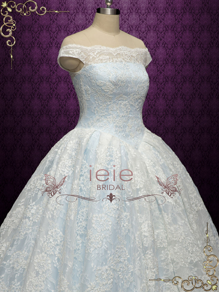 Blue Ball Gown Lace Wedding Dress ELISHA