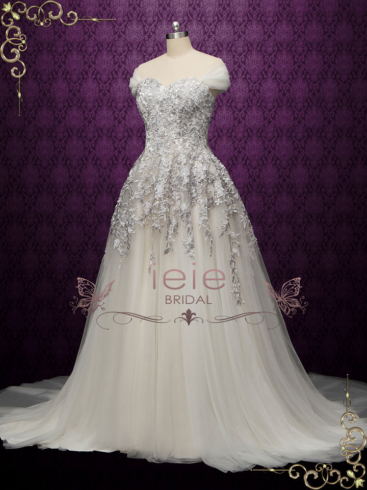 Boho Silver Lace Wedding Dress DALLA