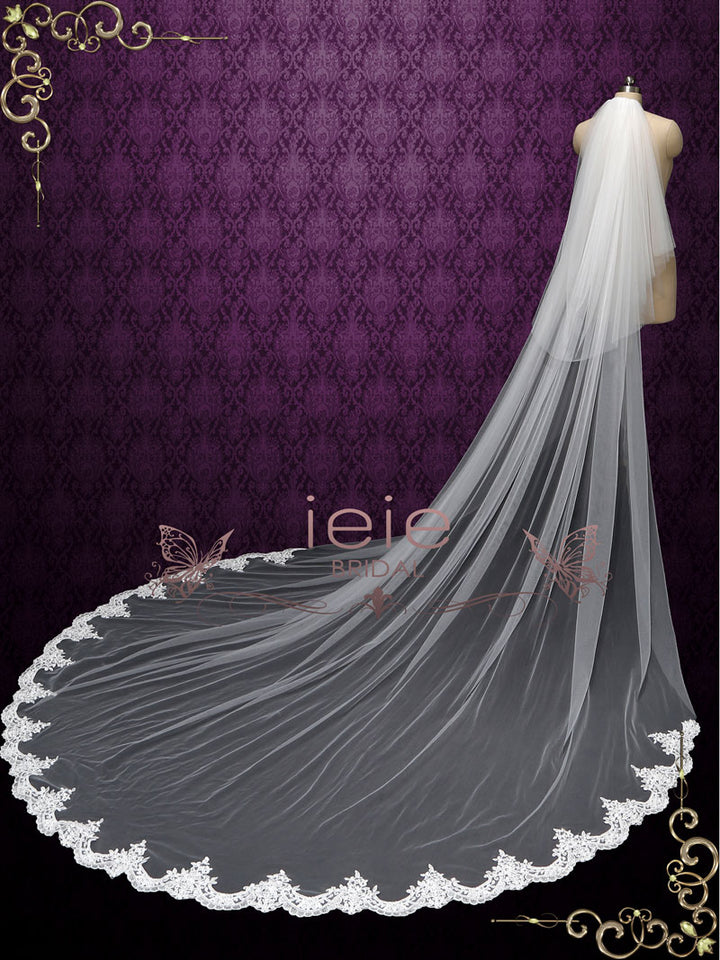 Cathedral Length Wedding Veil with Blusher VG2018