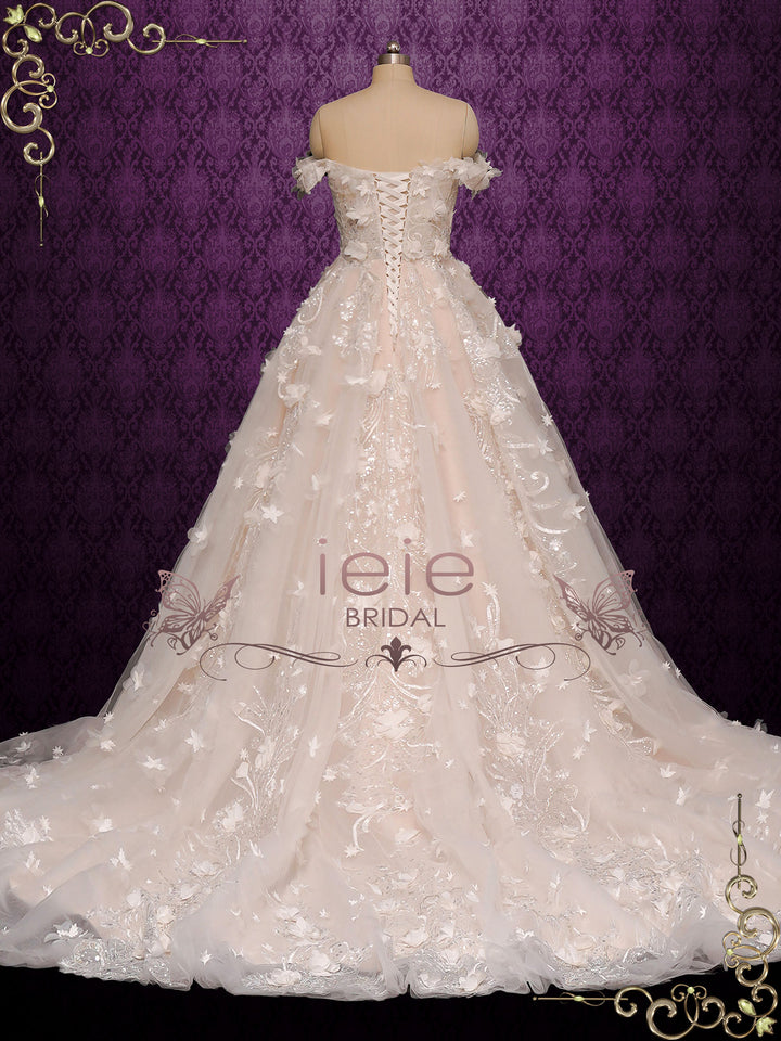 Champagne Lace Wedding Dress with Side Split CATRINE