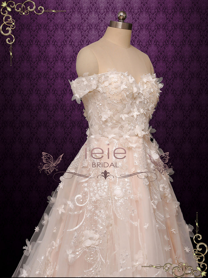 Champagne Lace Wedding Dress with Side Split CATRINE