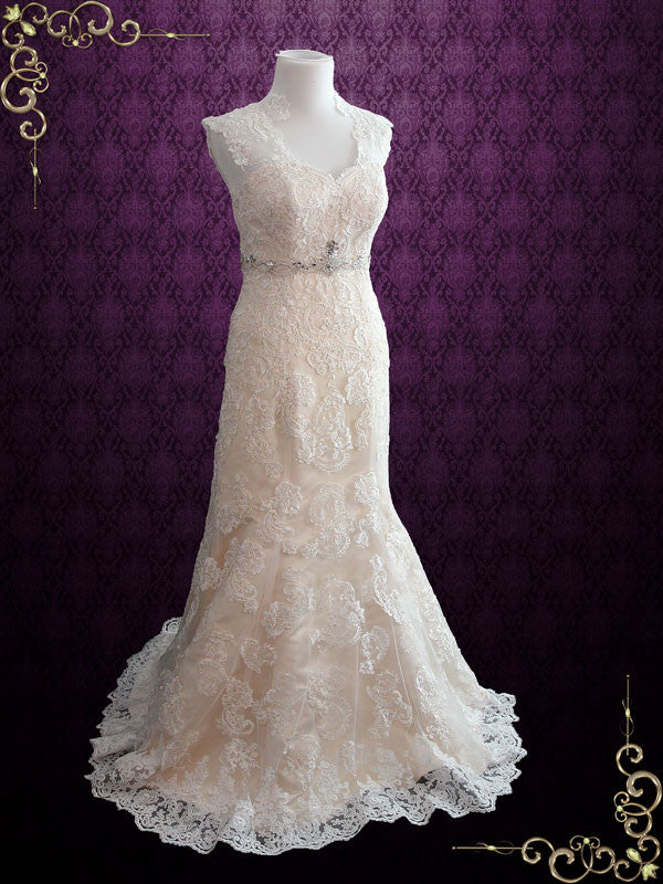 Vintage Style Lace Mermaid Wedding Dress with Keyhole Back | Brendina ieie Vintage Style Lace Mermaid Wedding Dress with Keyhole Back | Brendina ieie