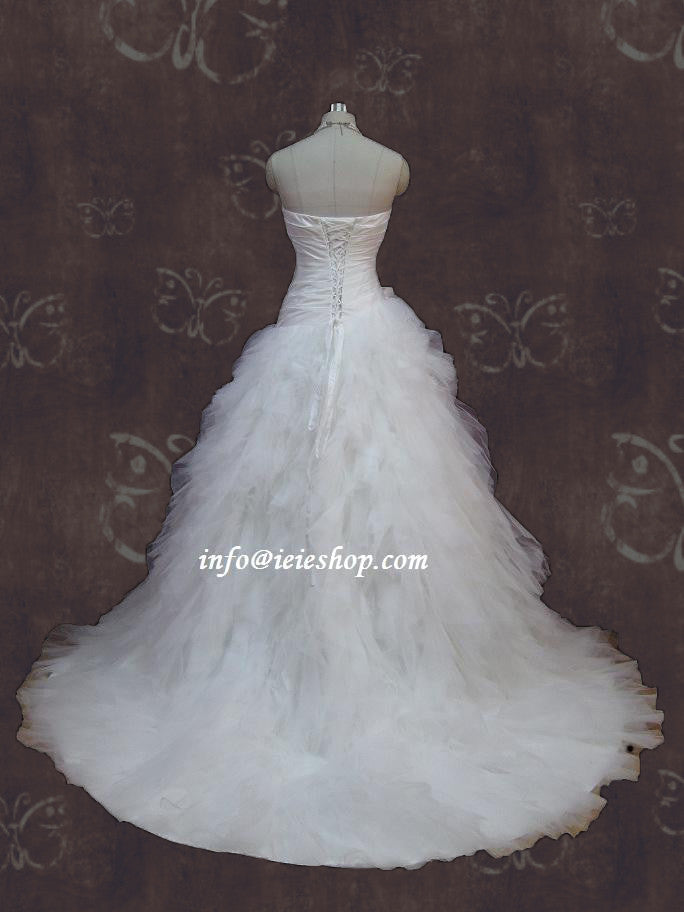 Size 4 Strapless Sweetheart Tulle Ruffles Wedding Dress
