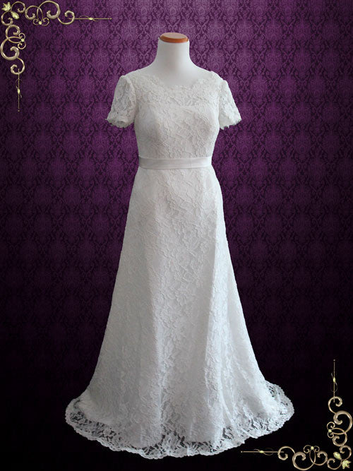 Cotton Lace Wedding Dress With Short Sleeves | Ellenia ieie Cotton Lace Wedding Dress With Short Sleeves | Ellenia ieie