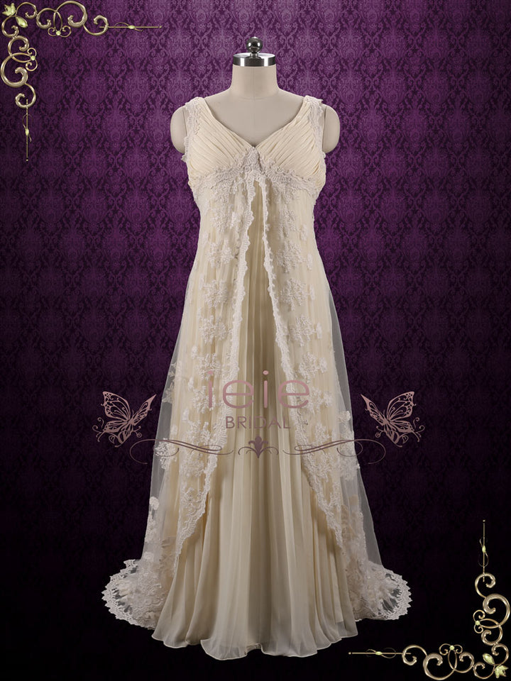 Boho Style Lace Wedding Dress with Empire Waist ARISA