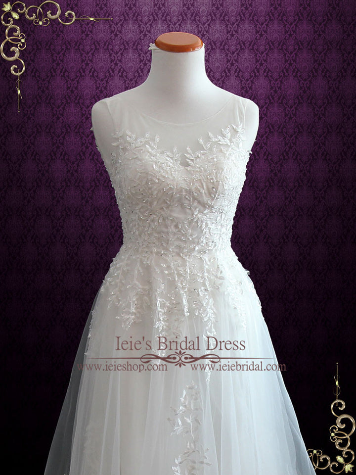 Fairytale Lace Wedding Dress with Illusion Neckline | Iris