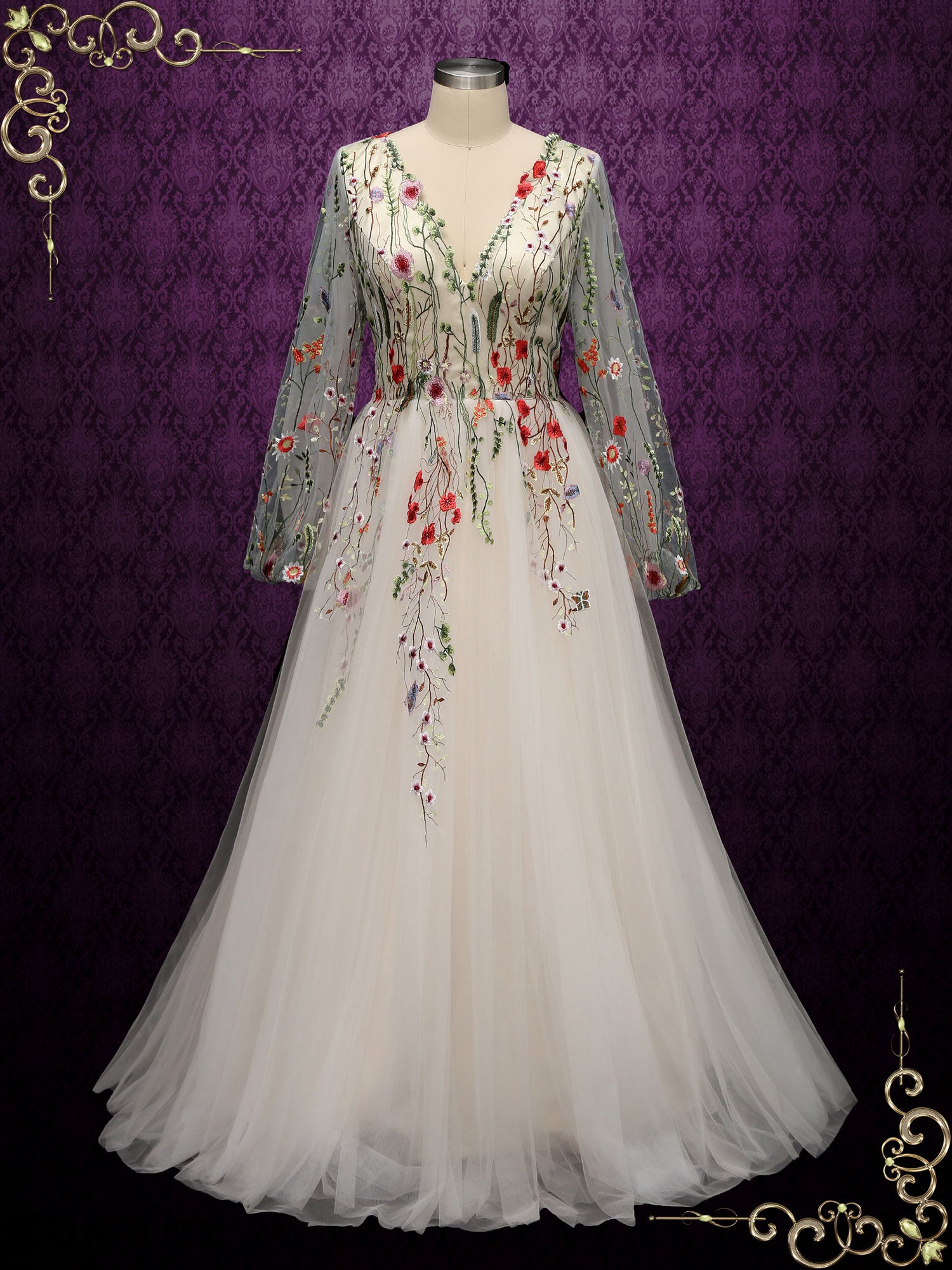 Colored lace outlet wedding dresses