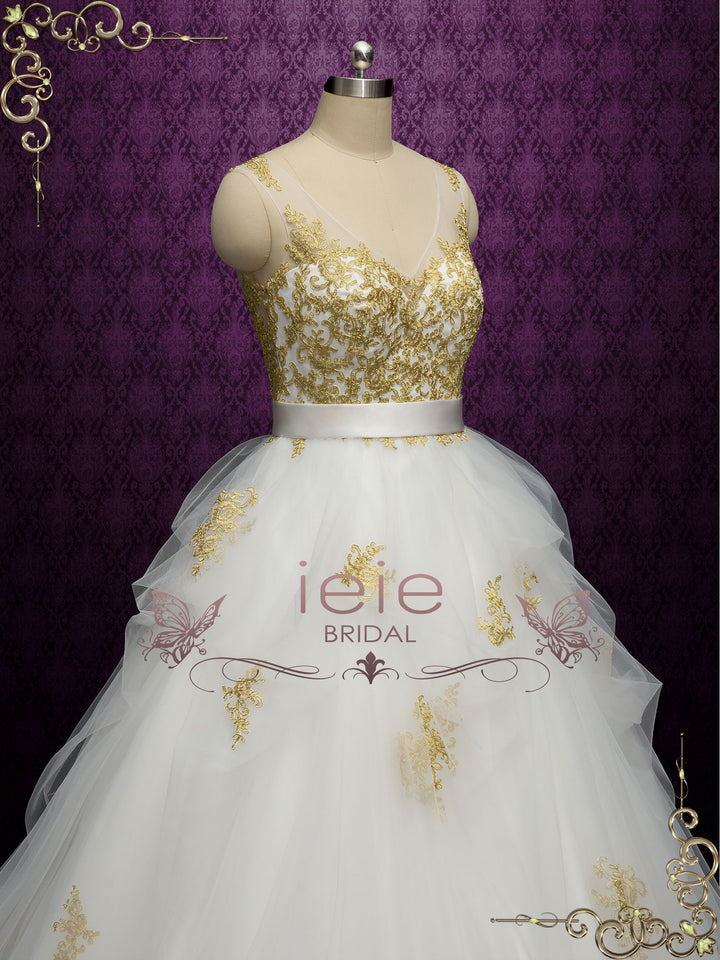 Gold Lace Ball Gown Wedding Dress ALOYA