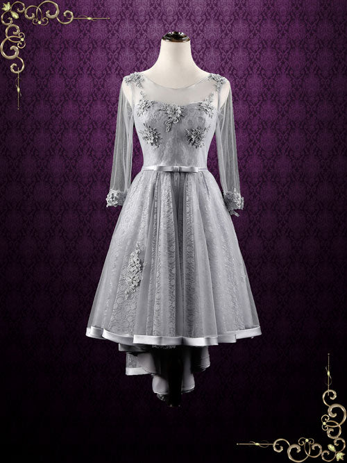 Plus Size Gray Lace High Low Formal Evening Dress ANNISA Plus Size Gray Lace High Low Formal Evening Dress ANNISA