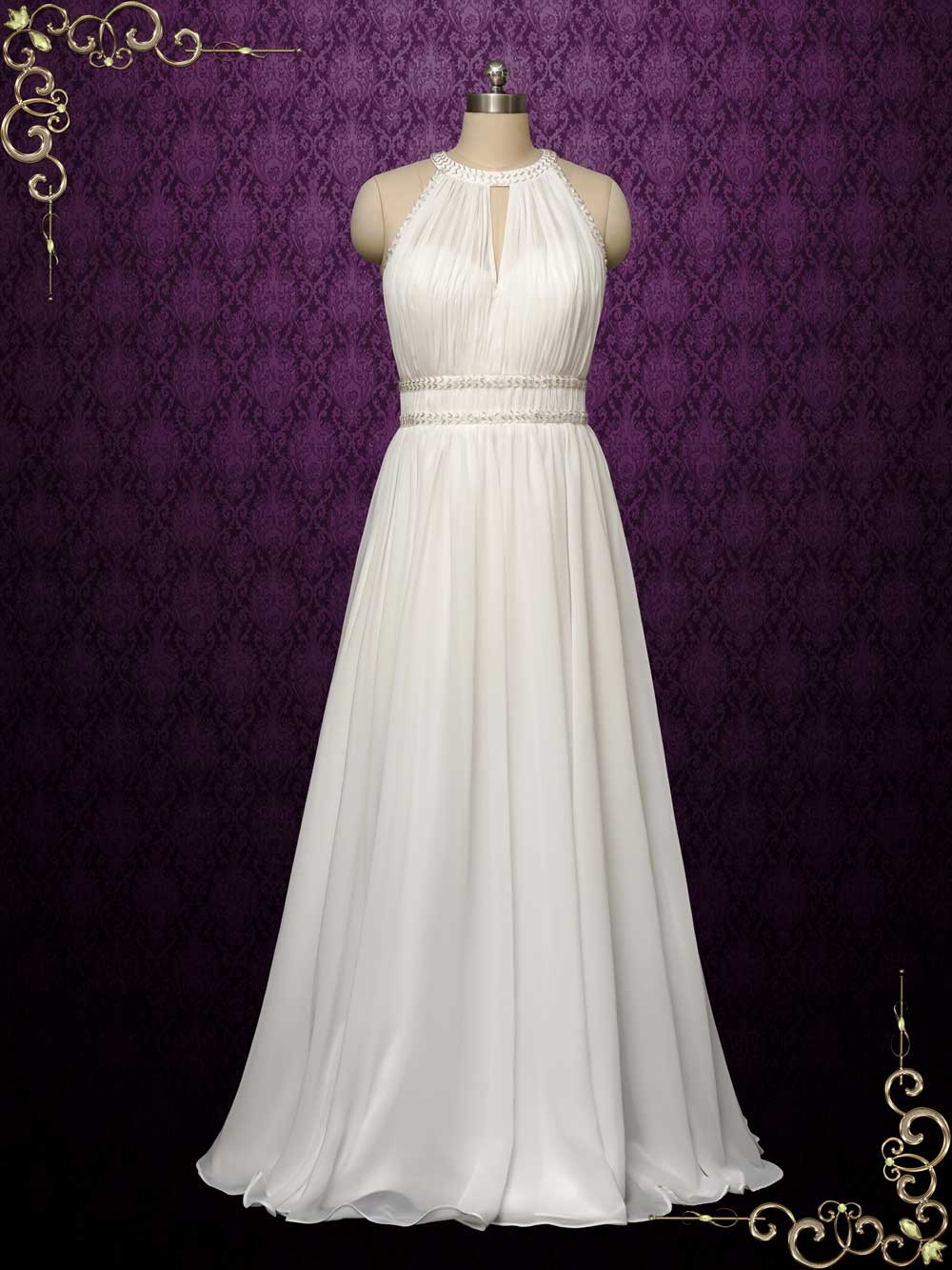 Grecian Chiffon Destination Wedding Dress MAE Size 24W / Ivory Grecian Chiffon Destination Wedding Dress MAE Size 24W / Ivory