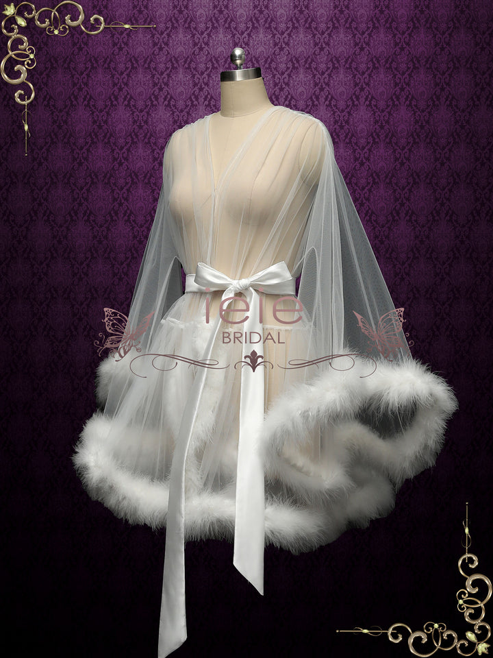 Marabou Fur Illusion Bridal Honeymoon Boudoir Robe Cici