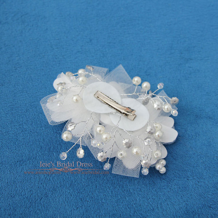 Bridal Ivory Twin Flower Hair Clip VG1034