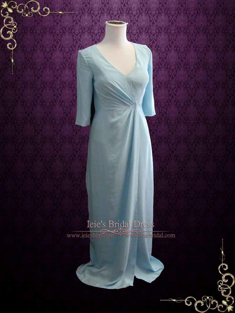 Powder Blue Formal Evening Prom Dress with Mid Sleeves | Kimberly Powder Blue Formal Evening Prom Dress with Mid Sleeves | Kimberly